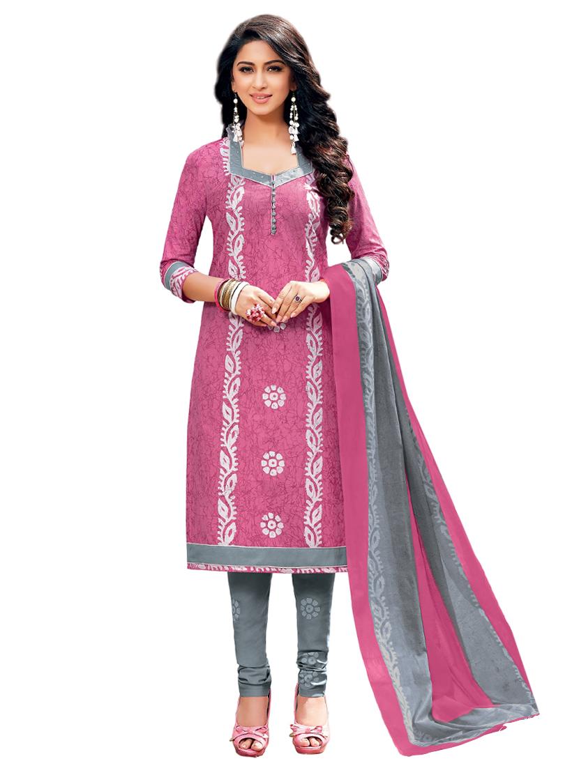 Printed unstitched churidaar suit - 15737491 - Zoom Image - 1