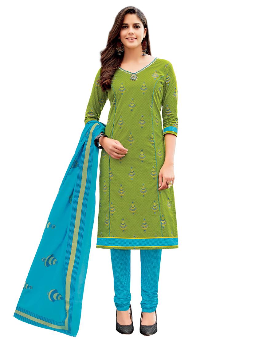 Printed unstitched churidaar suit - 15737496 - Zoom Image - 1