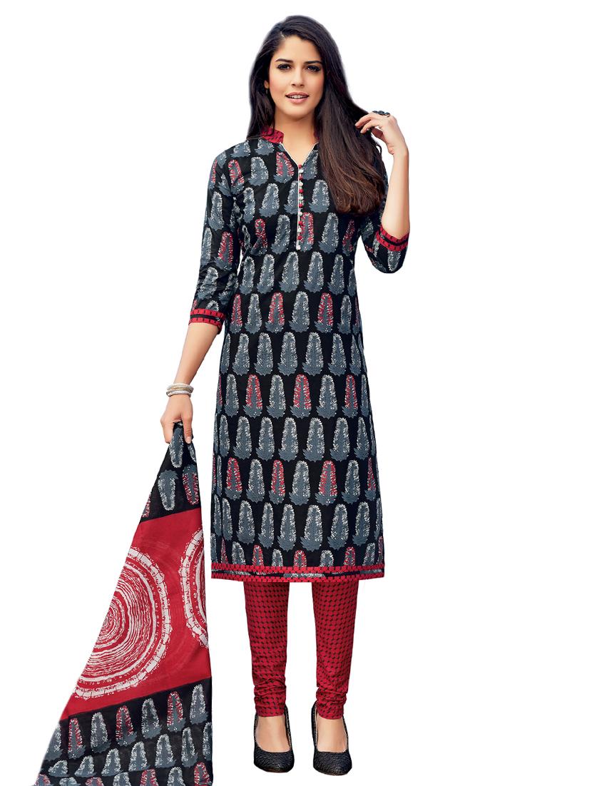 Printed unstitched churidaar suit - 15737498 - Zoom Image - 1