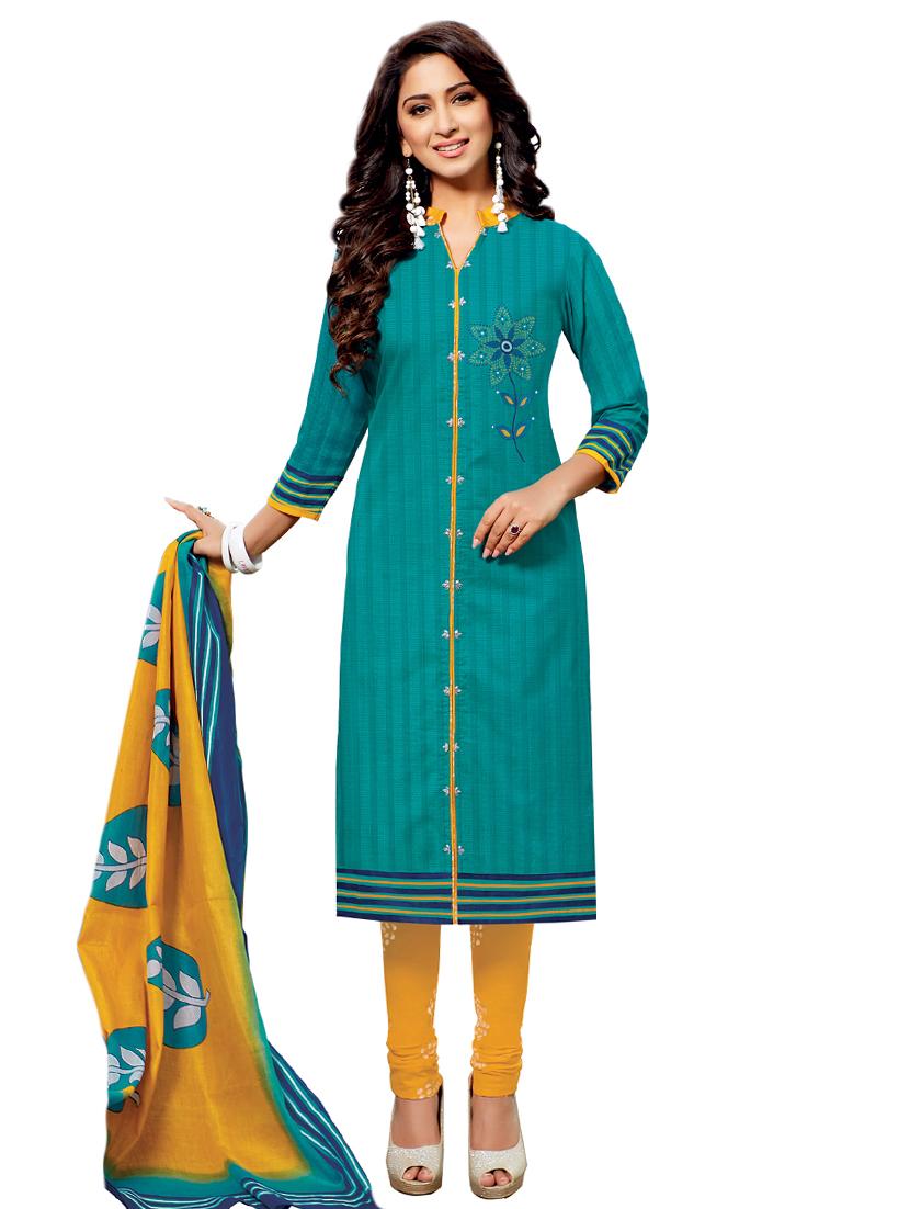 Printed unstitched churidaar suit - 15737499 - Zoom Image - 1