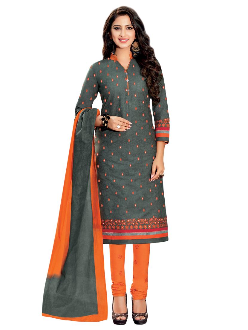 Printed unstitched churidaar suit - 15737502 - Zoom Image - 1