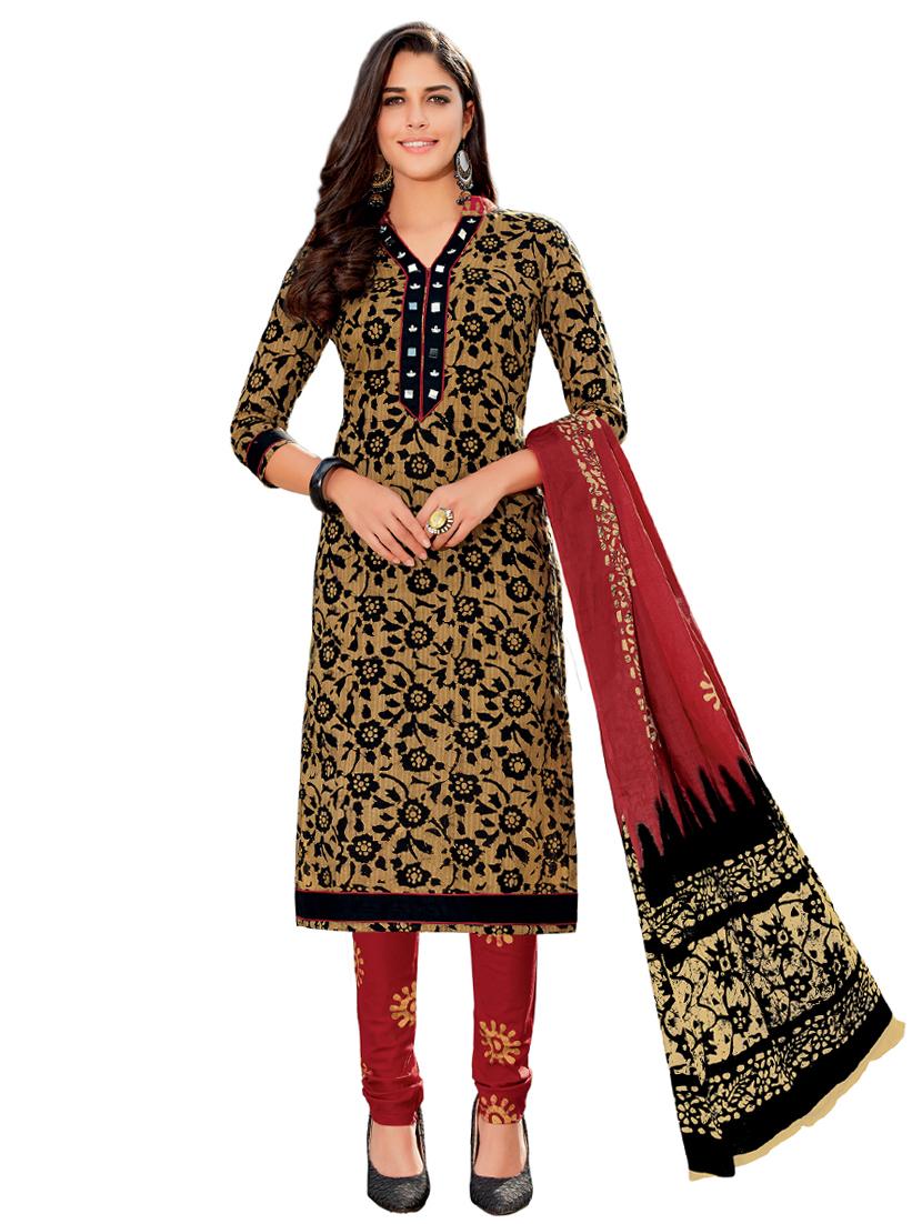 Printed unstitched churidaar suit - 15737504 - Zoom Image - 1
