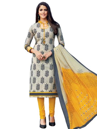 Printed unstitched churidaar suit - 15737505 - Very Small Image - 1