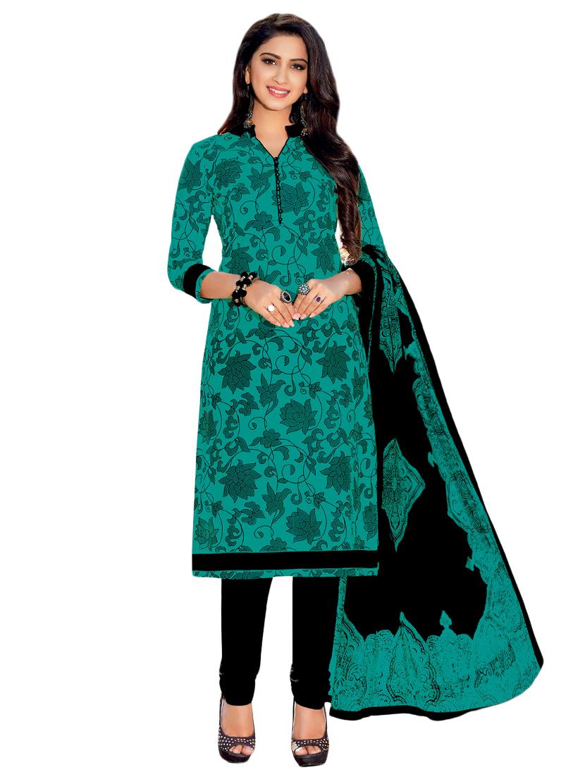 Printed unstitched churidaar suit - 15737507 - Zoom Image - 1