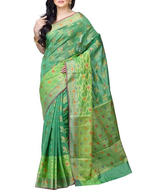 floral chanderi banarasi saree with blouse - 15737552 - Standard Image - 1