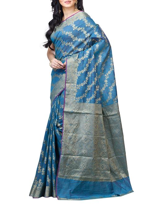 floral chanderi banarasi saree with blouse - 15737556 - Standard Image - 1