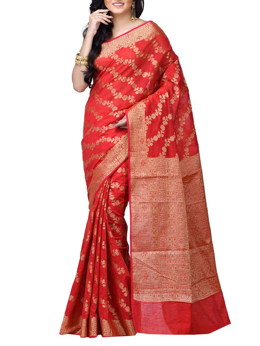 floral chanderi banarasi saree with blouse - 15737558 - Zoom Image - 1