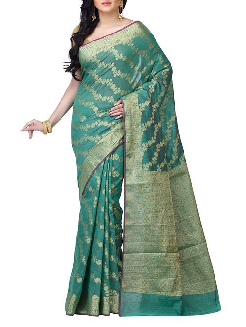 floral chanderi banarasi saree with blouse - 15737559 - Standard Image - 1