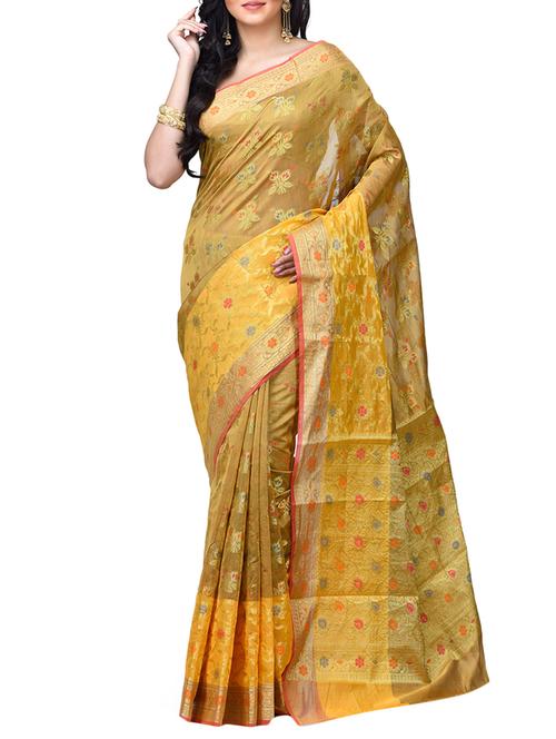 floral chanderi banarasi saree with blouse - 15737563 - Standard Image - 1