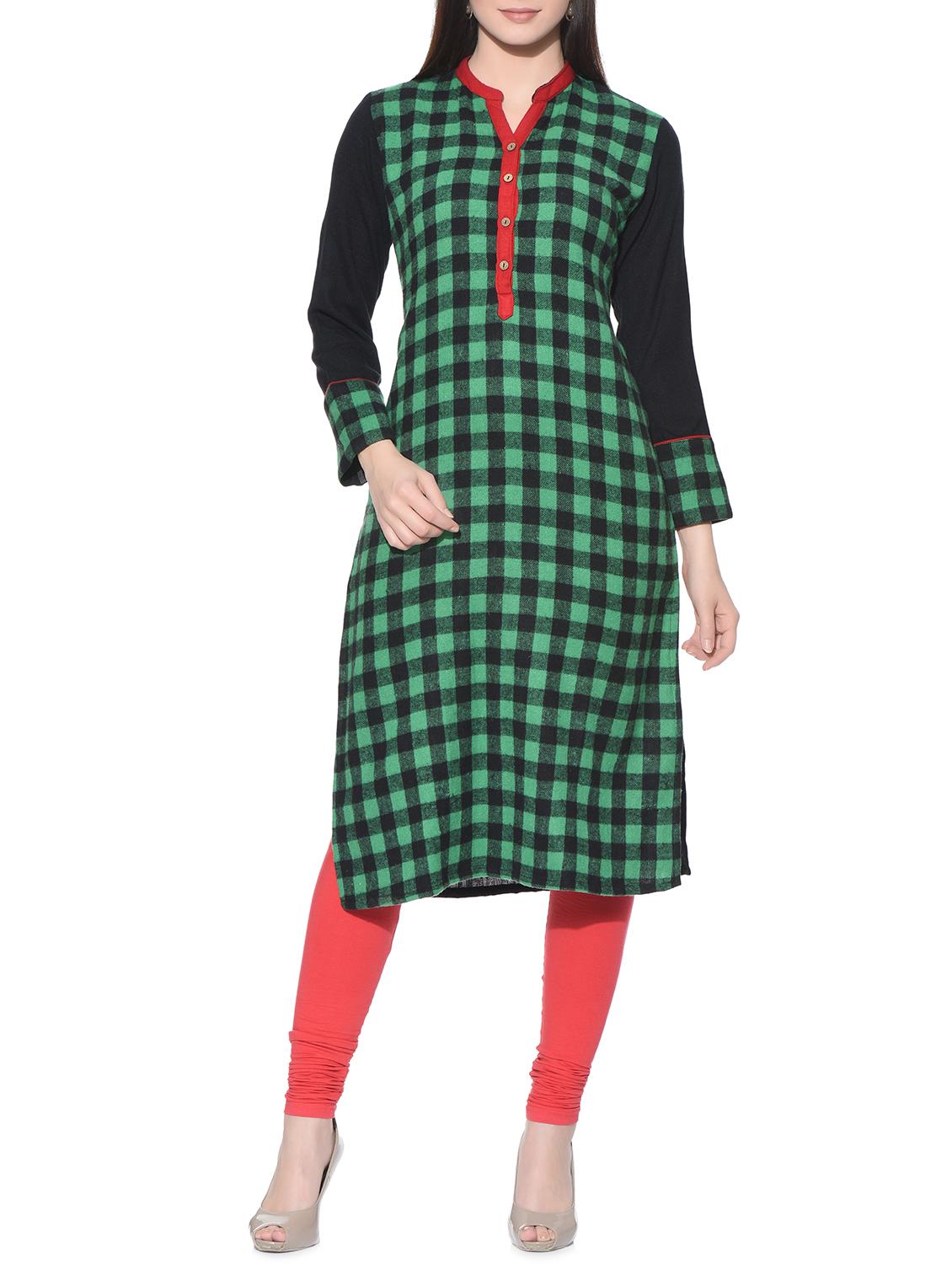 Checkered straight kurta - 15737565 - Zoom Image - 1