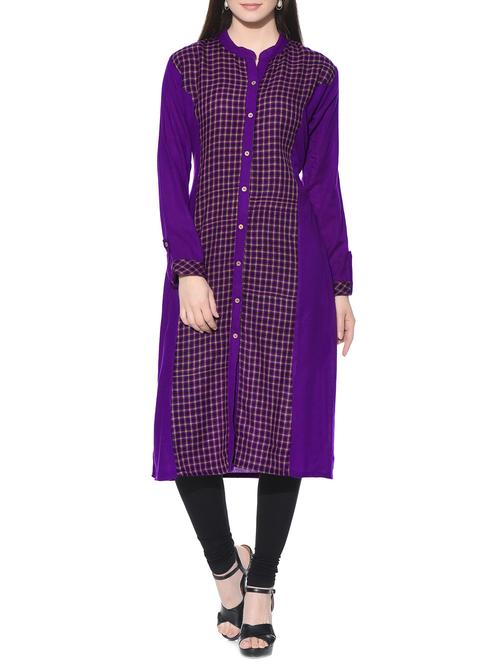 Checkered straight kurta - 15737566 - Standard Image - 1