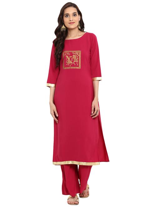 Foil printed kurta with palazzo set - 15737588 - Standard Image - 1