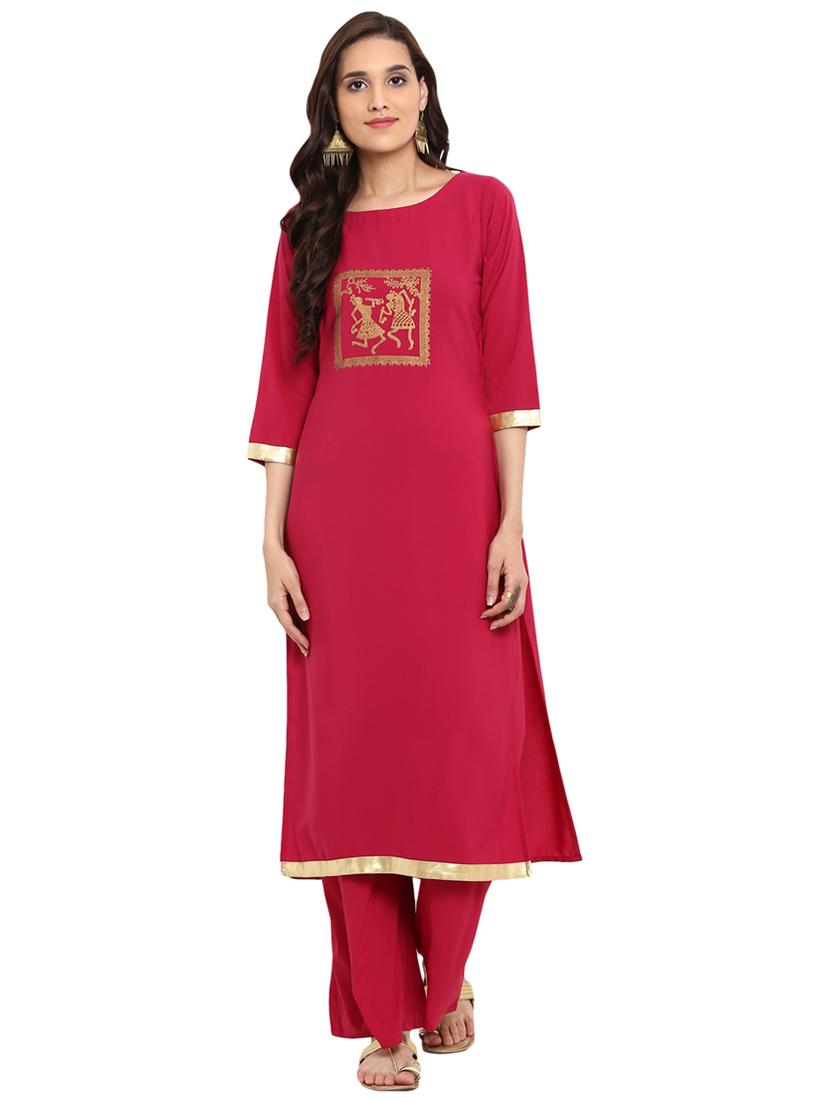 Foil printed kurta with palazzo set - 15737588 - Zoom Image - 1