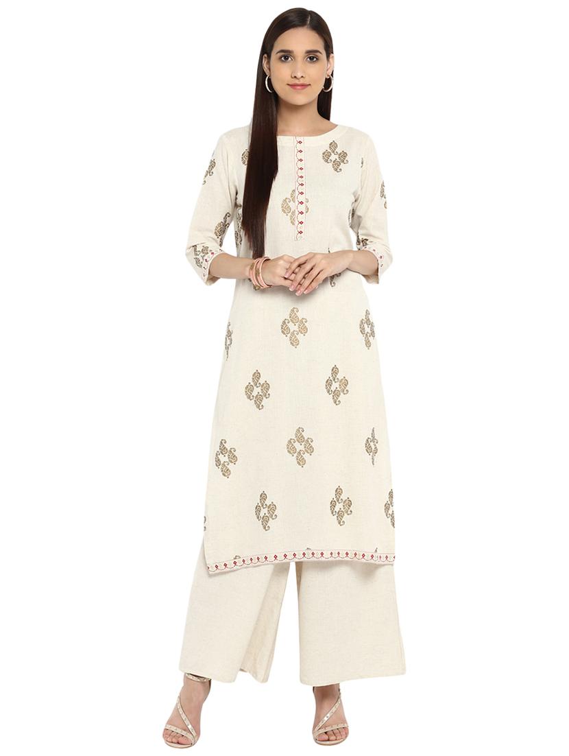 Foil printed kurta palazzo set - 15737590 - Zoom Image - 1