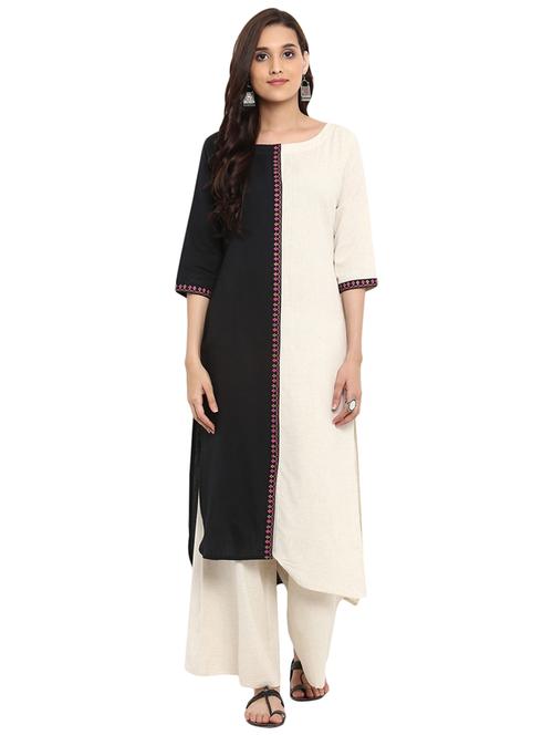 color block kurta with palazzo set - 15737593 - Standard Image - 1