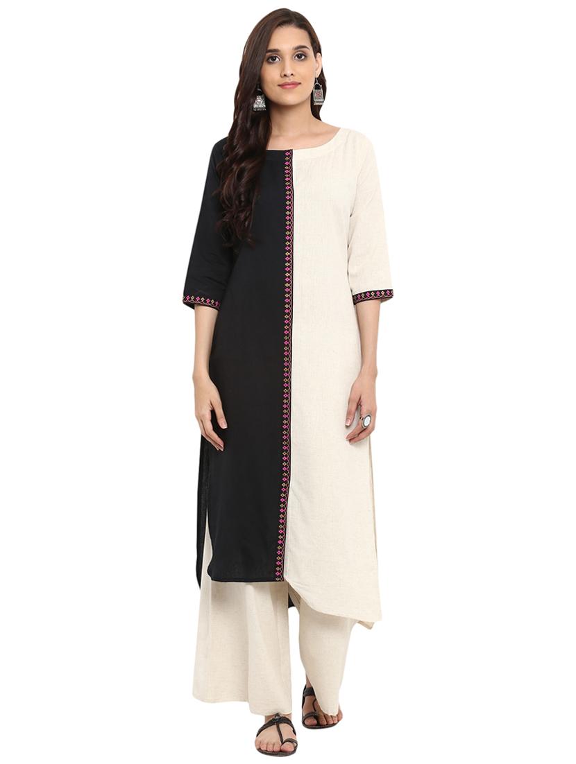 color block kurta with palazzo set - 15737593 - Zoom Image - 1