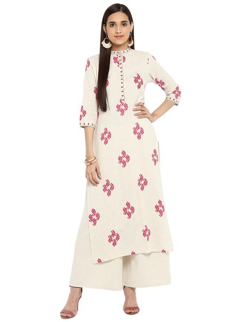 Block printed kurta with palazzo set - 15737594 - Standard Image - 1