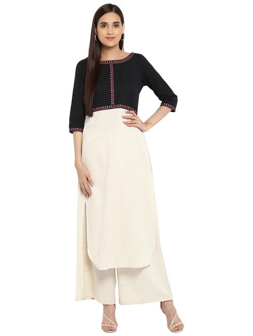 Color block kurta with palazzo set - 15737595 - Standard Image - 1