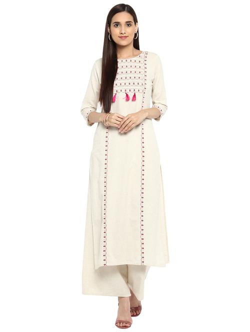 Block printed tassels kurta with palazzo set - 15737597 - Standard Image - 1