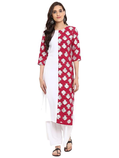 Foil printed color block kurta palazzo set - 15737599 - Standard Image - 1
