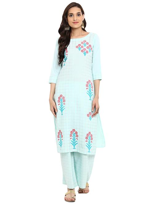 Foil printed kurta with palazzo set - 15737600 - Standard Image - 1