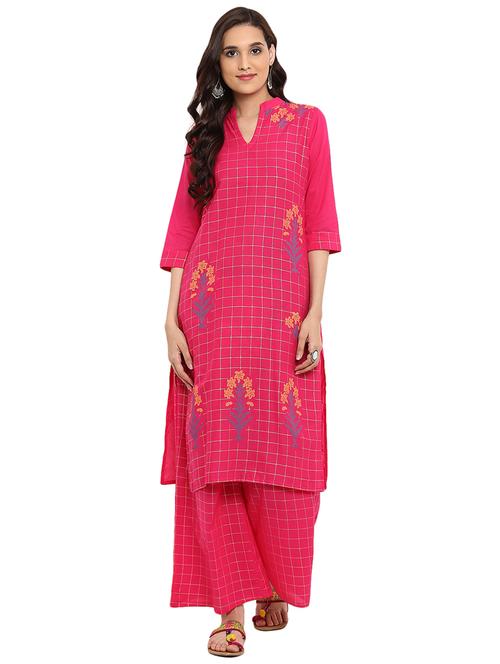 Foil printed kurta with palazzo set - 15737602 - Standard Image - 1