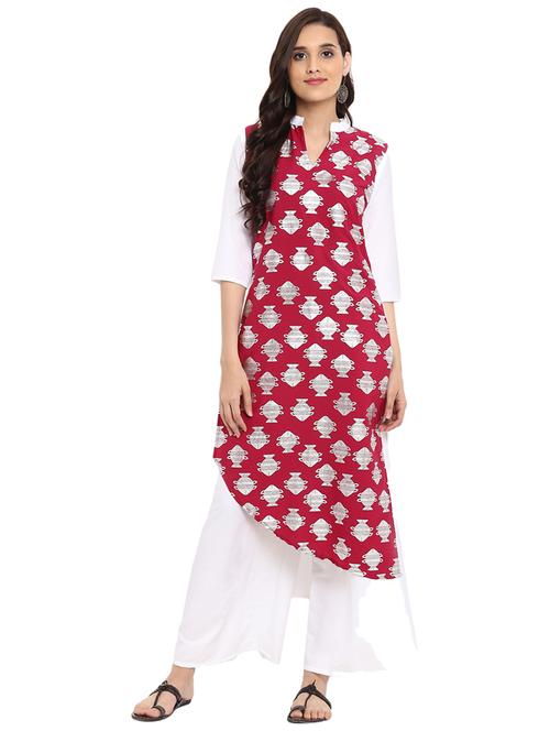 Foil printed kurta with palazzo set - 15737603 - Standard Image - 1