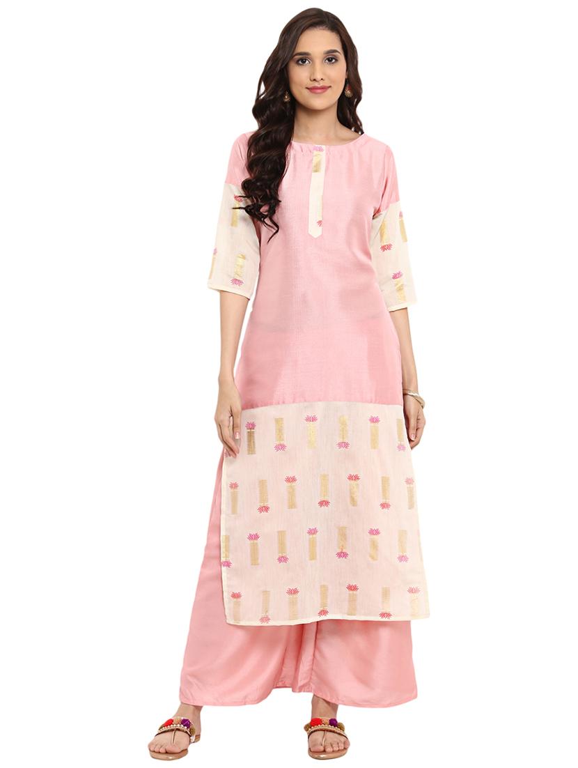 Foil printed kurta with palazzo set - 15737609 - Zoom Image - 1