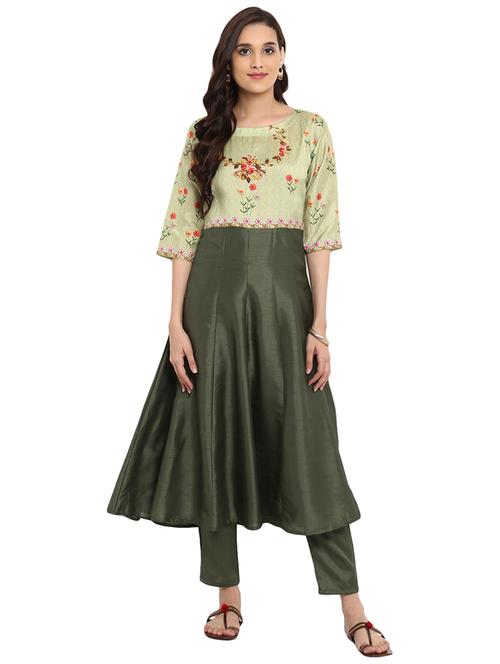 Embroidered kalidaar kurta with pant set - 15737610 - Standard Image - 1