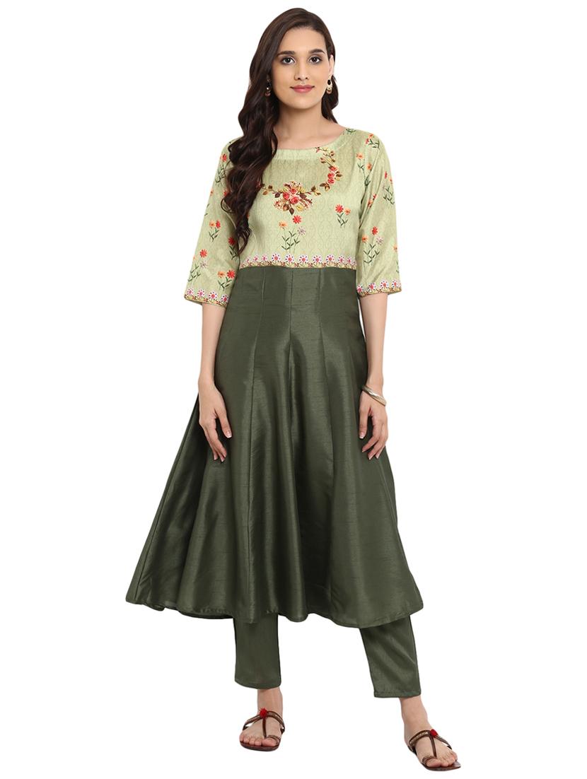 Embroidered kalidaar kurta with pant set - 15737610 - Zoom Image - 1