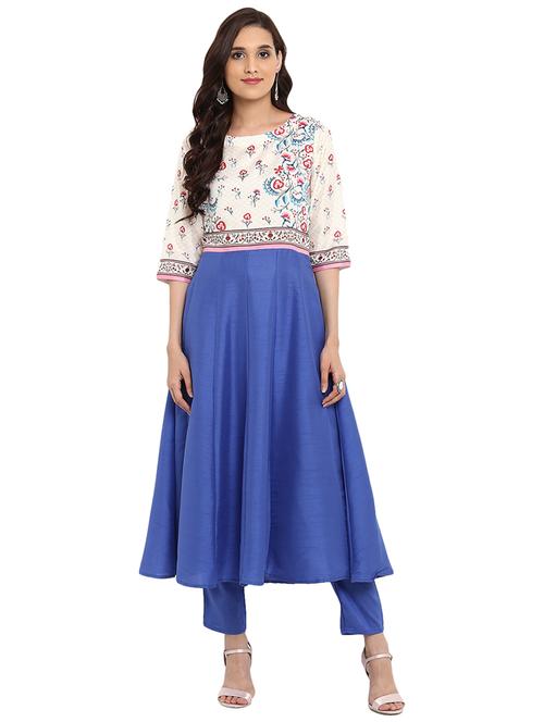 Printed kalidaar kurta with pant set - 15737611 - Standard Image - 1