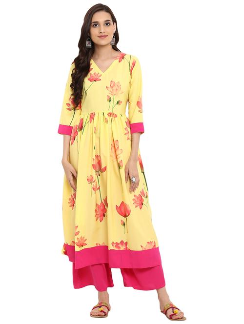 Floral printed kurta with palazzo set - 15737614 - Standard Image - 1