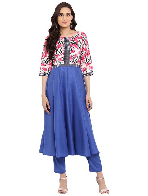 Printed kalidaar kurta with pant set - 15737616 - Standard Image - 1