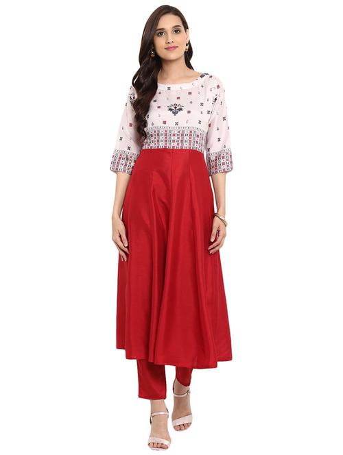 Printed kalidaar kurta with pant set - 15737617 - Standard Image - 1