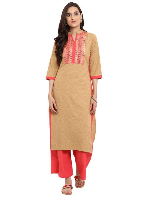 Printed yoke kurta with palazzo set - 15737620 - Standard Image - 1