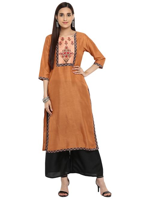 Printed yoke kurta with palazzo set - 15737621 - Standard Image - 1