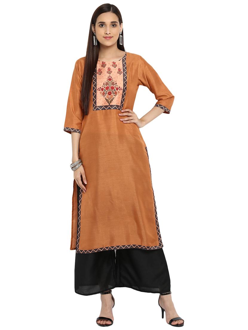 Printed yoke kurta with palazzo set - 15737621 - Zoom Image - 1