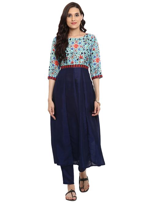 Printed kalidaar kurta with pant set - 15737622 - Standard Image - 1