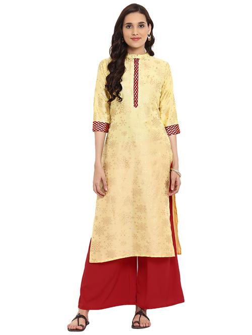 Foil printed kurta with pant set - 15737626 - Standard Image - 1