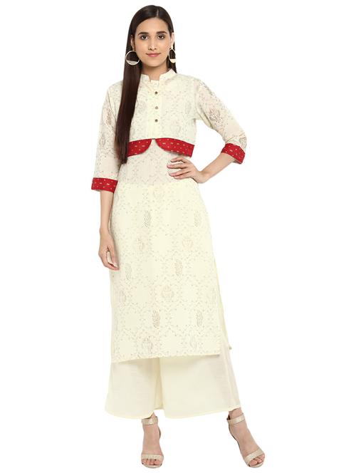 printed kurta palazzo with shrug set - 15737627 - Standard Image - 1