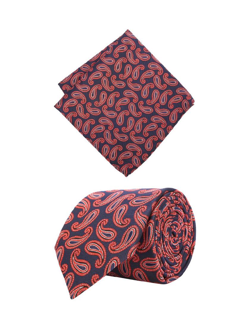 red cotton tie with pocketsquare - 15737820 - Zoom Image - 1