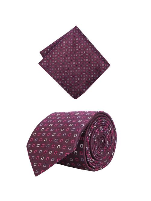 purple cotton tie with pocketsqaure - 15737824 - Standard Image - 1