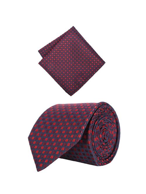 purple cotton tie with pocketsqaure - 15737828 - Standard Image - 1