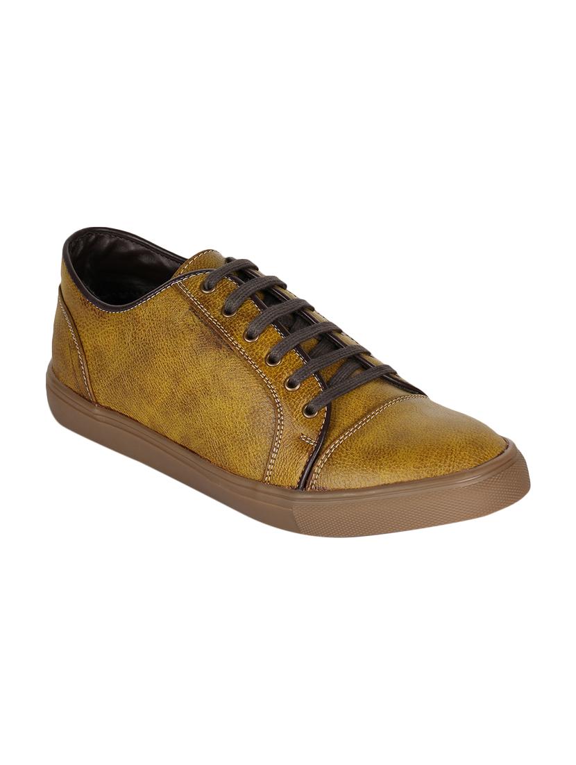 tan leatherette lace up sneakers - 15737902 - Zoom Image - 1