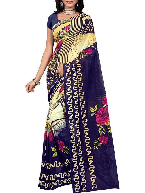 floral printed saree with blouse - 15737909 - Standard Image - 1