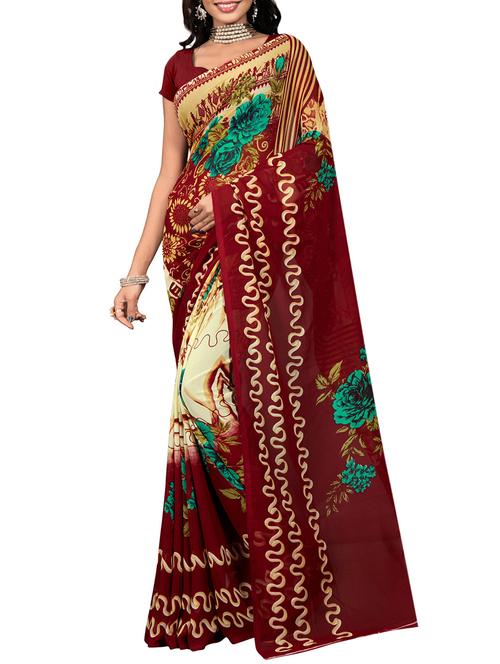 floral printed saree with blouse - 15737910 - Standard Image - 1