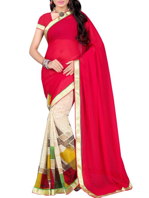 geometrical half & half saree with blouse - 15737913 - Standard Image - 1