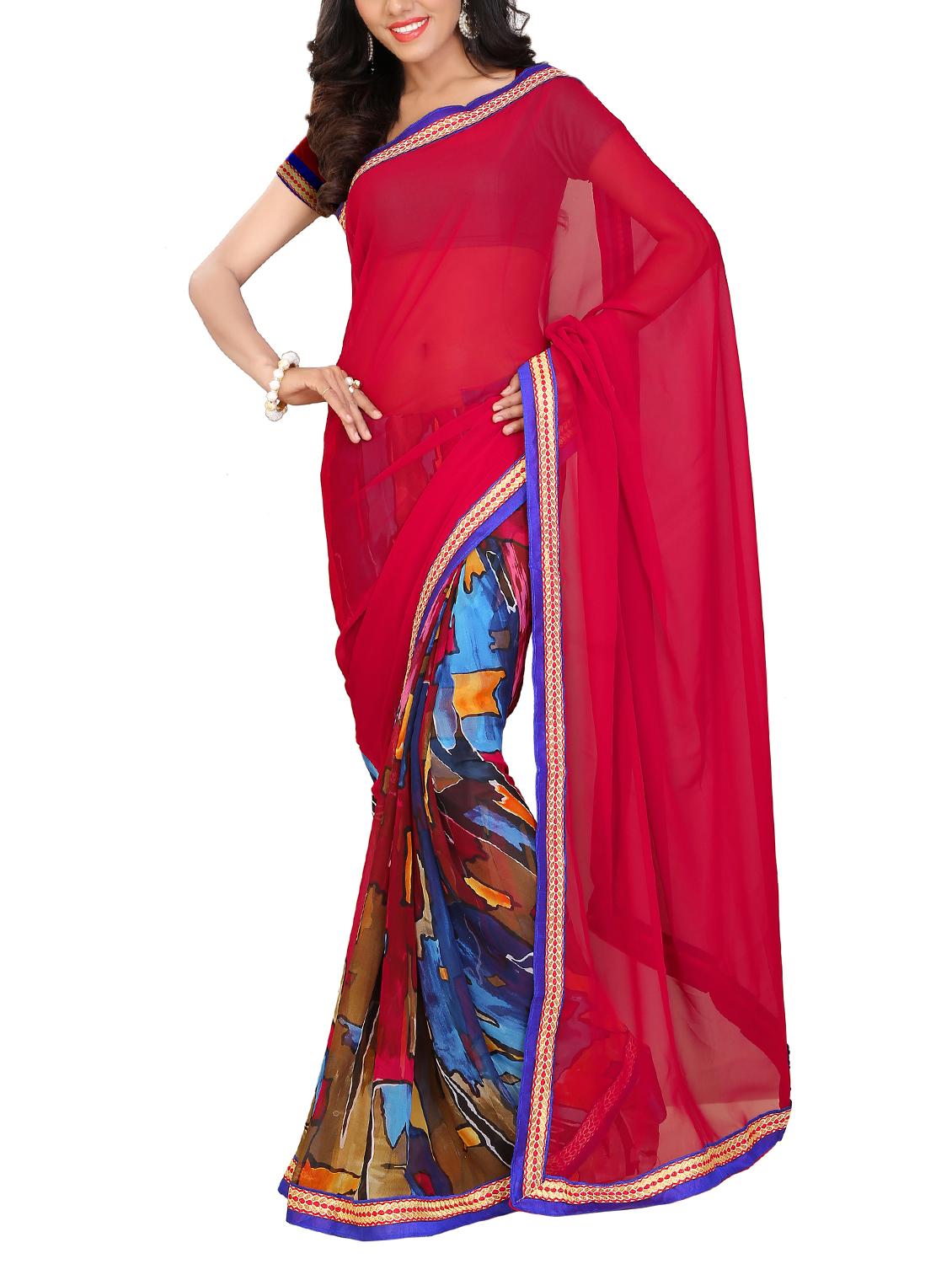 abstract half & half saree with blouse - 15737915 - Zoom Image - 1