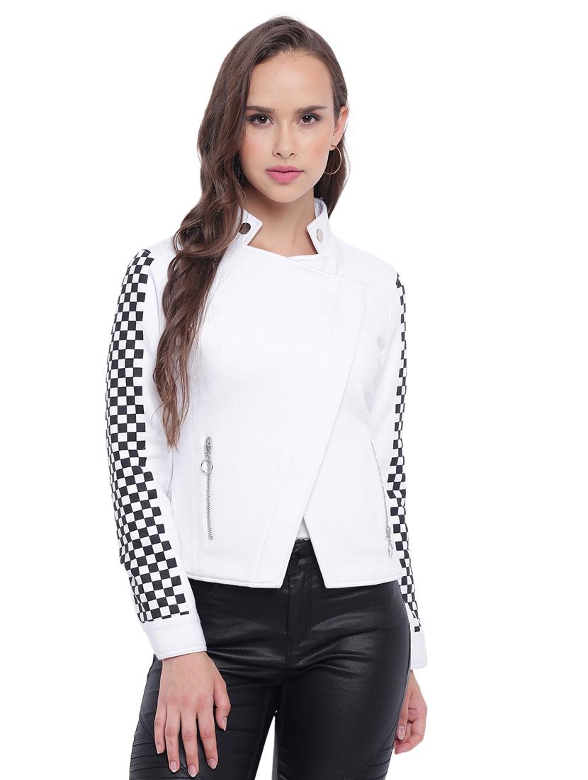 checkered paneled sleeved jacket - 15737945 - Zoom Image - 1