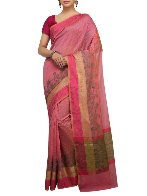 conversational zari border banarasi saree with blouse - 15737954 - Standard Image - 1
